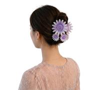 Women's Daisy Hair Claw Clips Set | Floral Clamp Everyday Stylish Hair Accessories (Purple-Lilac)