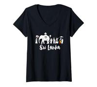 Womens Dalada Perahera Sri Lanka Festival Tee Art Kandy Travel V-Neck T-Shirt