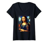 Womens Dali Lisa Abstract Renaissance V-Neck T-Shirt