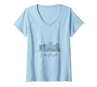 Womens Dallas-Fort Worth Texas Skyline US Travel Souvenirs V-Neck T-Shirt