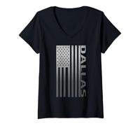 Women's Dallas Patriotic Flag Proud American City V-Neck T-Shirt