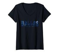 Women's Dallas Texas Classic Blue Vintage Distressed Style Weathered V-Neck T-Shirt