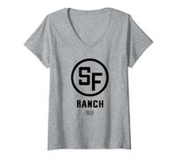 Womens Dallas TV Series Southfork Ranch Grey V-Neck T-Shirt