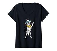 Women's Dalmatian Dog Doggy Wearing Sunglasses Funny Graphic V-Neck T-Shirt