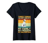 Womens Dalmatian Vintage Retro - Three Things You Don’t Mess with V-Neck T-Shirt
