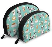Womens Dalmatians Cute Mint Coffee Best Dalmatian Dog Print Travel Cosmetic Bags Waterproof 2PC Makeup Clutch Pouch Cosmetic and Toiletries Organizer Bag Portable Travel Toiletry Pouch Girls