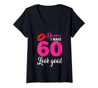 Womens Damn I Make 60 Look Good, Funny 60th Birthday V-Neck T-Shirt