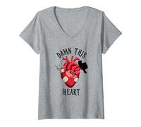 Womens Damn This Heart, Suicide Prevention, Country Music Lover V-Neck T-Shirt