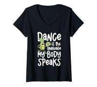 Womens Dance Is The Language My Body Speaks Fun V-Neck T-Shirt