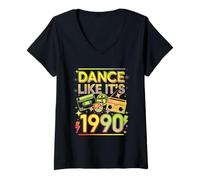 Womens Dance like it is 1990 vintage retro 90s casette disco 1990s V-Neck T-Shirt
