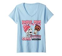 Womens Dance Mom Surviving Comp Weekend Skeleton Coffee Mothers Day V-Neck T-Shirt