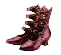 Women's Dance Shoes Elegantly Constructed with Strappy Design - Strappy Pumps with Adjustable Buckles | Flexible Footwear for Parquet Flooring, Style I01 Wine Red, 5.5 UK