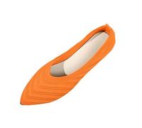 Women's Dance Shoes Flat Pointed Shoes Closed Ballerina Shoes Elegant Loafers Comfortable Flat Shoes Lightweight Low Shoes PU Leather Slippers Soft Low Shoes Classic Slip-On Shoes For Prom, orange, 7