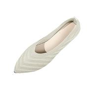 Women's Dance Shoes Flat Pointed Shoes Closed Ballerina Shoes Elegant Loafers Comfortable Flat Shoes Lightweight Low Shoes PU Leather Slippers Soft Low Shoes Classic Slip-On Shoes For Prom, White, 9