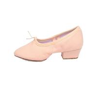 Women's Dance Shoes mid Heel Leather Girls Ballet Belly Yoga(Canvas Pink,9)