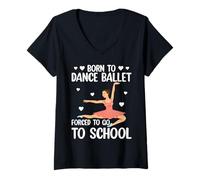 Women's Dance Your Way Into Fun with Ballet Dancer Charm V-Neck T-Shirt