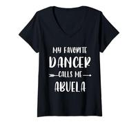 Womens Dancer My Favorite Dancer Calls Me Abuela Vintage Xmas V-Neck T-Shirt