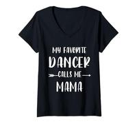 Womens Dancer My Favorite Dancer Calls Me Mama Vintage Xmas V-Neck T-Shirt