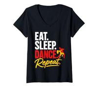 Women's Dancing Couple Salsa Dancer Latin Dance V-Neck T-Shirt