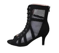 Women's Dancing Heels Lace Up Mesh Ankle Dancing Boots Latin Dance Shoes Ballroom Dance Shoes Summer Peepo Toe Sandals Elegant Party Prom Stiletto Heels for Women UK