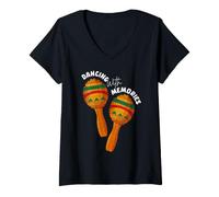 Women's Dancing with Memories Mexican Holiday Dia De Los Muertos V-Neck T-Shirt