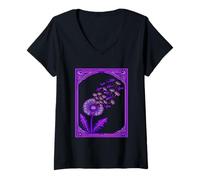Women's Dandelion Seeds Military Jets Helicopters Art V-Neck T-Shirt