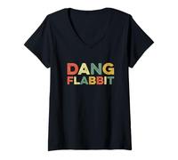 Womens Dang Flabbit Funny Slang Word Popular Culture Trending Meme V-Neck T-Shirt