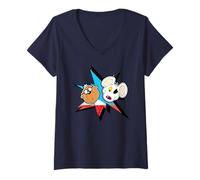 Women's Danger Mouse & Penfold Heads Retro V-Neck T-Shirt
