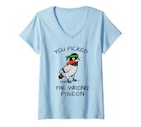 Womens Danger Pigeon You Picked The Wrong Pigeon Humor Graphic V-Neck T-Shirt
