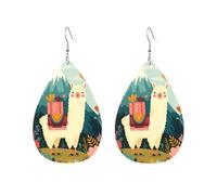 Women'S Dangle Earrings Adorable Llama With Gifts Luxurious Teardrop Faux Leather Earrings Lightweight Holiday Earring For Married Women Accessories