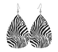 Women'S Dangle Earrings African Zebra Stripes Lightweight Teardrop Faux Leather Earrings Colorful Pierced Earring For Decoration Festival Daily Wear