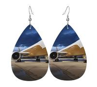 Women'S Dangle Earrings Airplane In The Evening Light Durable Leather Dangle Drop Earrings Fashionable Pierced Earring For Beach Accessories Festival