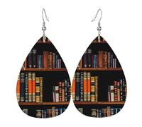 Women'S Dangle Earrings Bookshop Fashionable Teardrop Faux Leather Earrings Durable Drop Earring For Married Women Festival