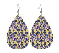 Women'S Dangle Earrings Cartoon Autumn Magical Mushrooms Durable Teardrop Faux Leather Earrings Trendy Leather Earring For Beach Party Married