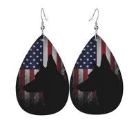 Women'S Dangle Earrings Distressed America Flag Shepherd German Colorful Leather Dangle Drop Earrings Lightweight Pierced Earring For Festival Married Accessories