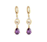 Womens Dangle Earrings, Gold Dangle Earrings for Women and Water Drop Shape with Cubic Zirconia 8X31mm for Aunt New Year Jewelry Elegant