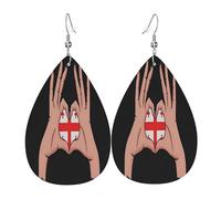 Women'S Dangle Earrings Holding Love In Your Hands Flag Of Georgia Trendy Teardrop Dangle Faux Leather Earrings Lightweight Pierced Earring For Decoration Accessories Married