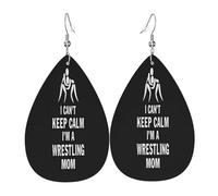 Women'S Dangle Earrings I Cant Keep Calm Im A Wrestling Mom Licenses Plate Alumm Metal Trendy Faux Leather Earrings Durable Holiday Earring For Beach Party Decoration