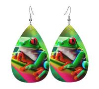 Women'S Dangle Earrings Puerto Rico Tree Frog Lightweight Teardrop Dangle Faux Leather Earrings Trendy Drop Earring For Festival Party Beach