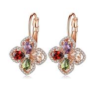 Womens Dangle Earrings, Rose Gold Earrings Dangle Cubic Zirconia Four Leaf Clover for Aunt Mother'S Day Jewelry Modern