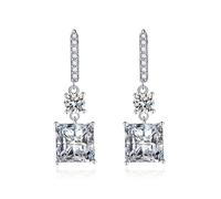 Womens Dangle Earrings, Stud Earrings for Women White Simple Four Claw Square Zircon 32.4X10mm for Lesbian Wedding Jewelry Upgrade