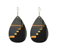 Women'S Dangle Earrings The Man On The Stairs Durable Leather Earrings Lightweight Drop Earring For Festival Daily Wear Married