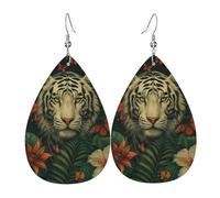 Women'S Dangle Earrings Tree Tiger And Monarch Butterfly Durable Leather Earrings Lightweight Holiday Earring For Decoration Accessories Women