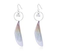 Womens Dangle Earrings Trendy, Sterling Silver Dangle Earrings for Women Style 1 Cubic Zirconia Wings 70X15mm for Lesbian Birthday Jewelry Modern