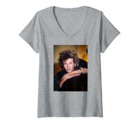 Womens Daniel Ash Bauhaus Bela Lugosi’s Dead by Michael Grecco V-Neck T-Shirt