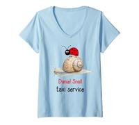 Womens Daniel Snail Taxi Service and Ladybug V-Neck T-Shirt