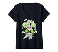 Womens Danny Phantom 2004 Athletic Logo Retro Cartoon V-Neck T-Shirt