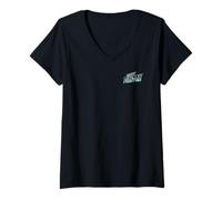 Womens Danny Phantom Front and Back Ghost Action Pose Cartoon V-Neck T-Shirt