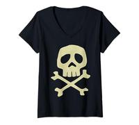 Womens Danzig style Misfit Harlock Skull V-Neck T-Shirt