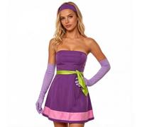 Women's Daphne Halloween Cosplay Costume Strapless Purple Dress with Gloves | Daphne costume for women, Scooby Doo Daphne cosplay outfit with Long Gloves & Green Sash